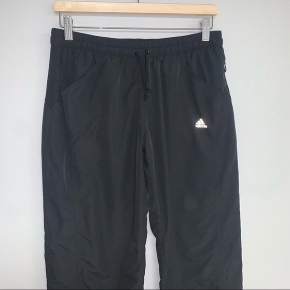 Adidas Track Pants Athletic Black White Mesh Zip Hem Women’s Size Medium - Picture 3 of 10